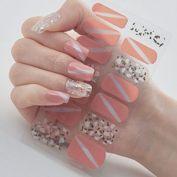 Nail stickers pink and glitters - Picture 1 of 4